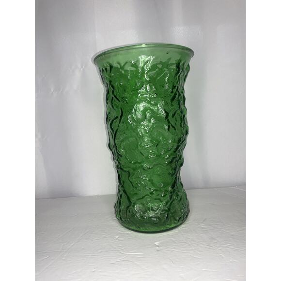 Oversized Green Crinkle Glass Vase vtg Large 11 inches Wavy Texture EO Brody HTF - Picture 14 of 16